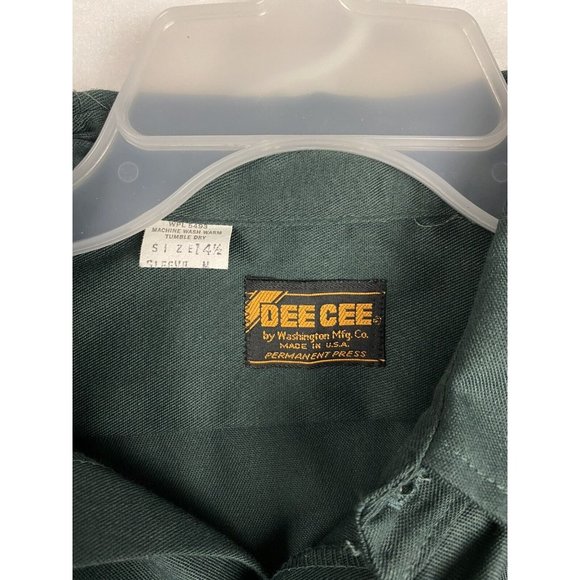 VTG 80s Washington Dee Cee DC Mens Size 14 1/2 Button Up Shirt Long Sleeve Green - Picture 2 of 10